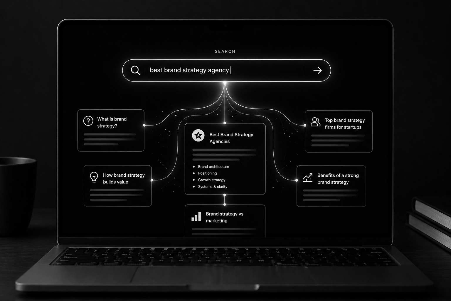 SEO search intent visualization showing user query discovery and organic traffic capture in digital marketing strategy