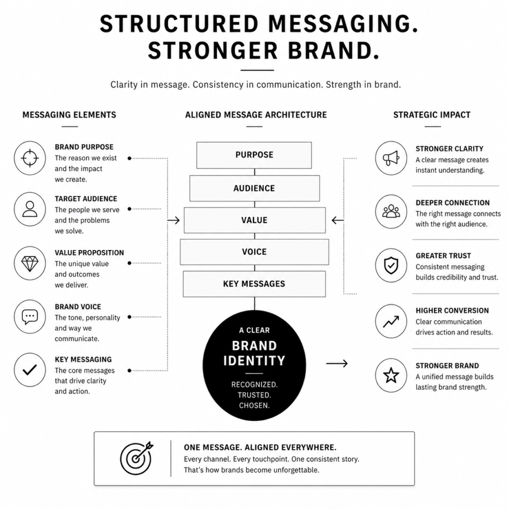 brand messaging framework in digital marketing showing clear positioning and structured communication system